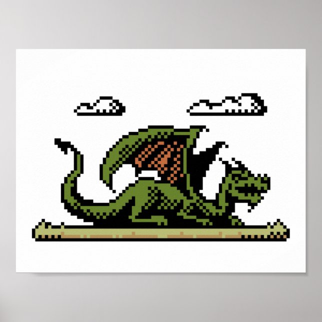 Dragon Platform 8-Bit Pixel Art Poster (Front)