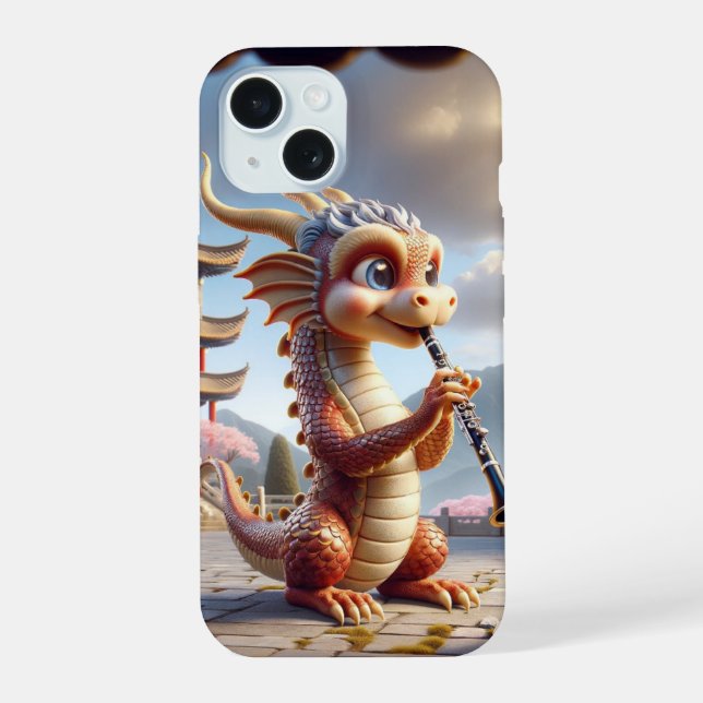 Dragon playing clarinet iphone case (Back)