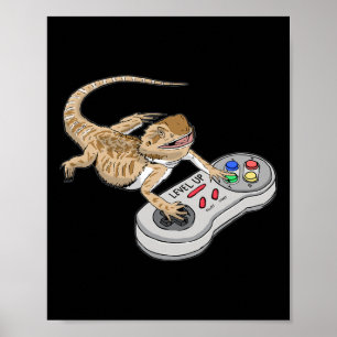 Dragon Playing Video Game Reptiles Pagona Gamers  Poster