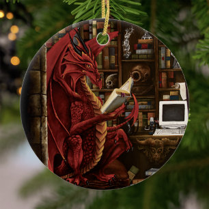 Dragon Pod Cast Library Ceramic Tree Decoration