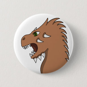 Dragon preparing to breathe fire 6 cm round badge