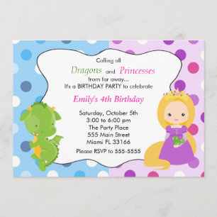 Dragon Princess Invitation Girl Birthday Party