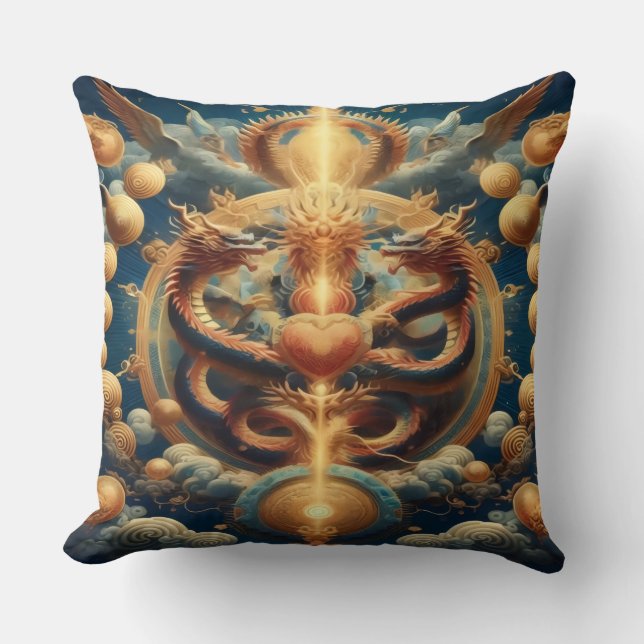 Dragon Prosper Throw Pillow (Front)