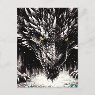 Dragon Protecting Its Treasure Colour Splash Postcard