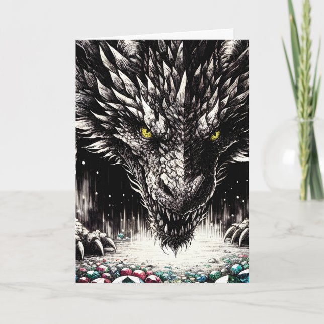 Dragon Protecting Its Treasure "Happy Birthday!" Card (Front)