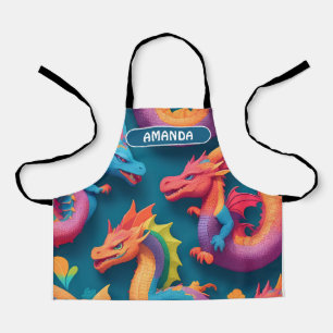 Dragon Rainbow Colourful Personalised Pattern Apron