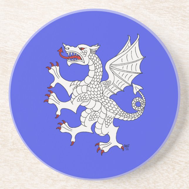 Dragon Rampant Argent Coaster (Front)