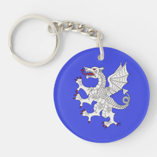 Dragon Rampant Argent Key Ring