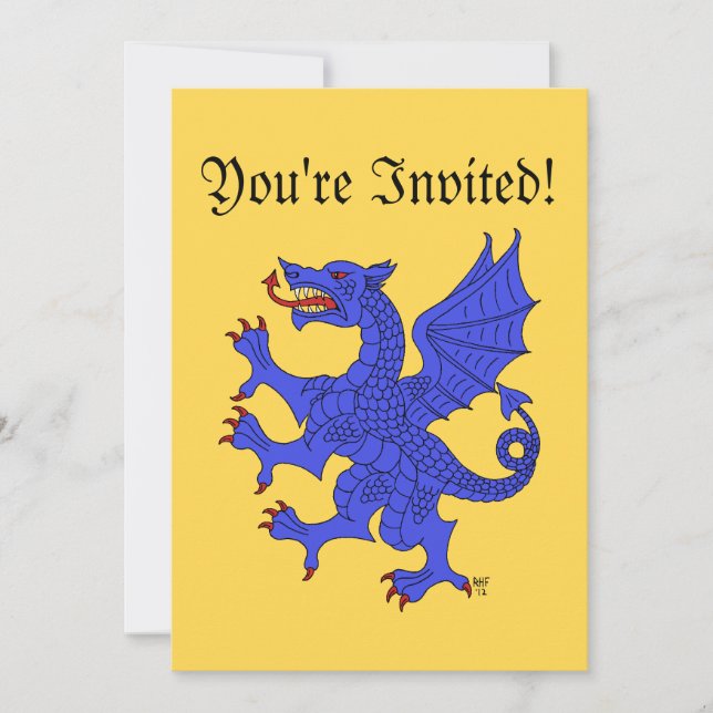 Dragon Rampant (Blue) Invitation (Front)