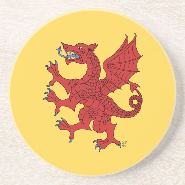 Dragon Rampant Gules Coaster (Front)