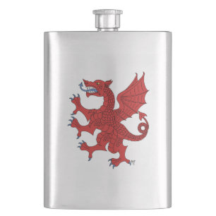 Dragon Rampant Gules Hip Flask