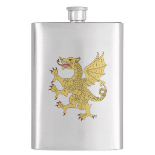 Dragon Rampant Or Hip Flask