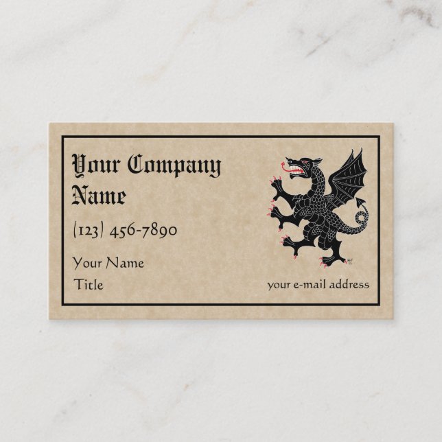 Dragon Rampant Sable Business Card (Front)