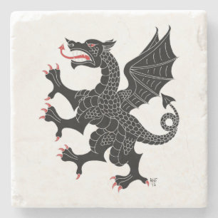 Dragon Rampant Sable Stone Coaster