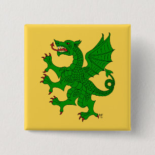 Dragon Rampant Vert 15 Cm Square Badge