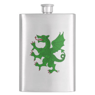 Dragon Rampant Vert Hip Flask