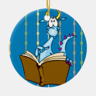 Dragon Reading Book Ceramic Tree Decoration