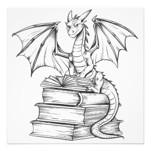 Dragon Reading Book Photo Print