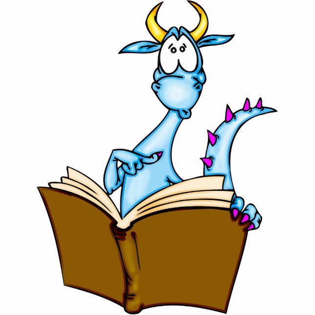 Dragon Reading Book Standing Photo Sculpture (Front)