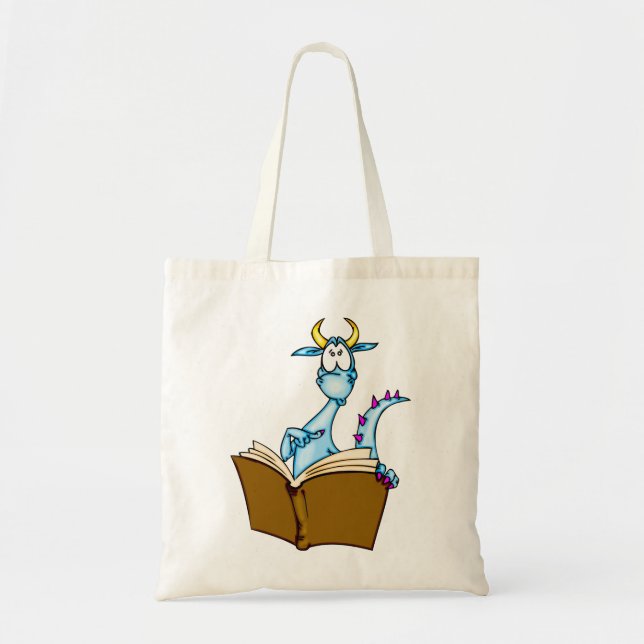 Dragon Reading Book Tote Bag (Front)