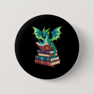 Dragon Reading Books Fantasy Lovers Mythical Creat 6 Cm Round Badge
