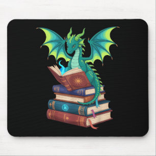 Dragon Reading Books Fantasy Lovers Mythical Creat Mouse Mat