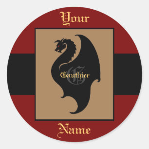 Dragon Red & Black Monogram Custom Seal