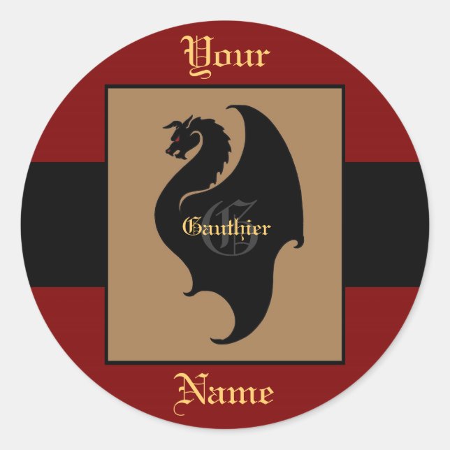 Dragon Red & Black Monogram Custom Seal (Front)