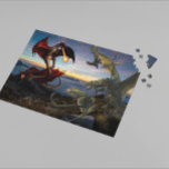 Dragon Red Green Battle Fantasy Jigsaw Puzzle<br><div class="desc">This design may be personalised by choosing the customise option to add text or make other changes. If this product has the option to transfer the design to another item, please make sure to adjust the design to fit if needed. Contact me at colorflowcreations@gmail.com if you wish to have this...</div>