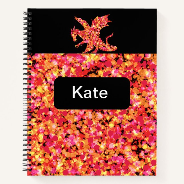 Dragon Red Splattered Paint  Notebook (Front)