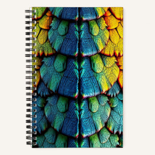 Dragon Reptile Scales Green Blue Yellow Armor Notebook