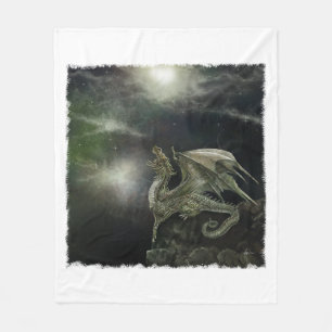 Dragon resting gazing at the stars fleece blanket