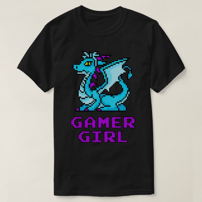 Dragon Retro 8Bit Cool Gamer Girl Gift Womens Vide T-Shirt (Design Front)