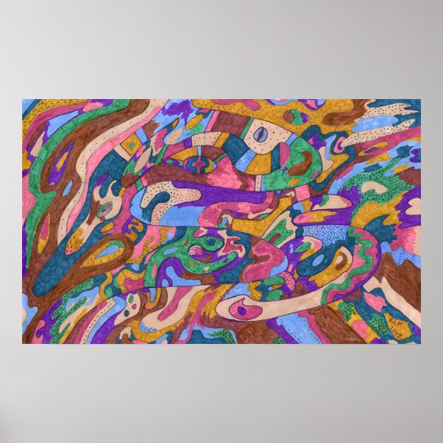 Dragon Ride, Original Abstract Poster (Front)