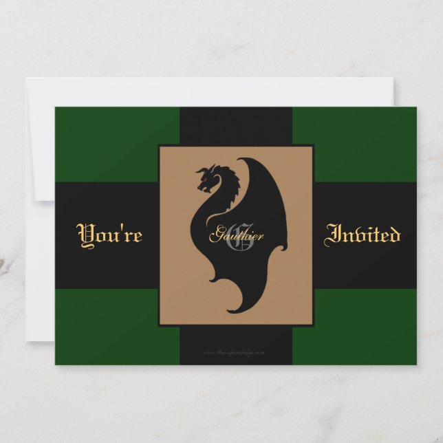 Dragon Rider Green Birthday Party Invitation (Front)