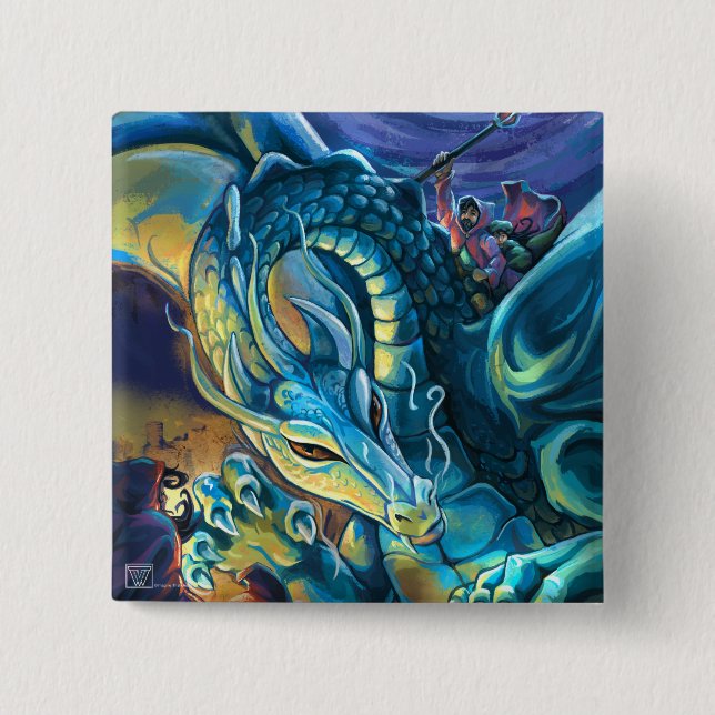 Dragon Rider Painted Art 15 Cm Square Badge (Front)