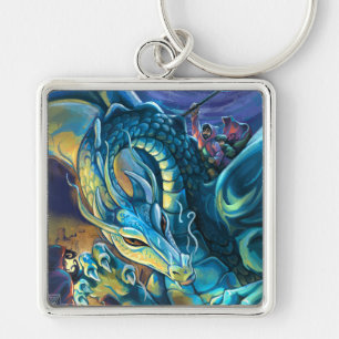 Dragon Rider Painted Art Key Ring