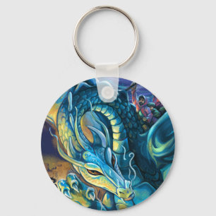 Dragon Rider Painted Art Key Ring