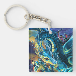 Dragon Rider Painted Art Key Ring