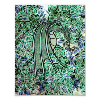Dragon Roses Green Nature Dragons Abstract Rose Photo Print