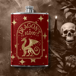 Dragon’s Blood Red and Gold Hip Flask