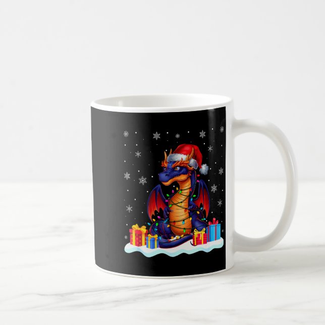 Dragon Santa Hat Christmas Tree Light Xmas Pajama  Coffee Mug (Right)