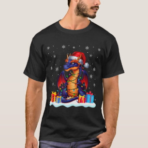 Dragon Santa Hat Christmas Tree Light Xmas Pajama T-Shirt