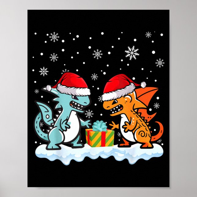 Dragon Santa Hat Mythical Animal Funny Christmas P Poster (Front)
