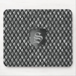 Dragon Scale Armour Black Monogram Mouse Mat