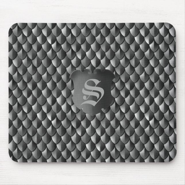Dragon Scale Armour Black Monogram Mouse Mat (Front)