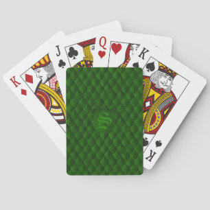 Dragon Scale Armour Emerald Green Monogram Playing Cards