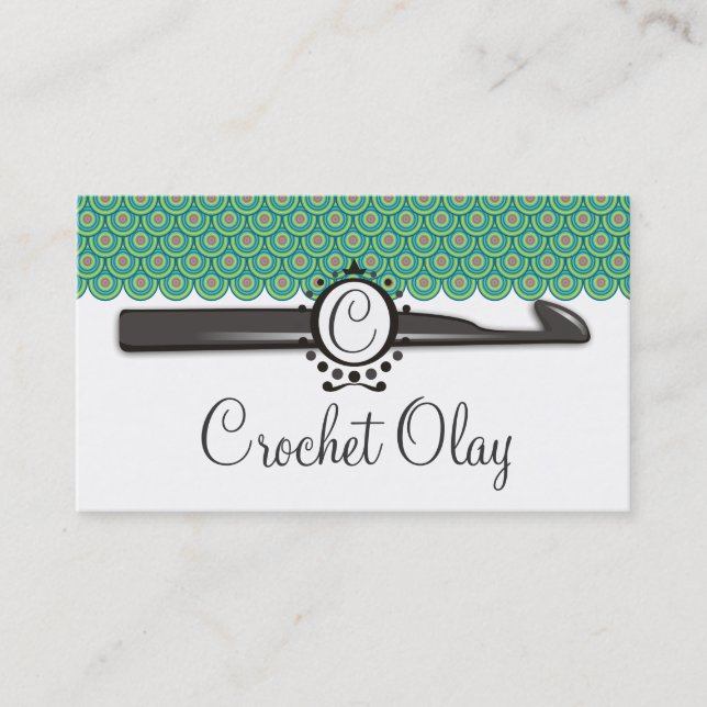 Dragon scales crochet hook monogram business card (Front)