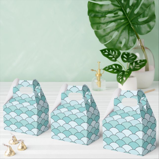 Dragon Scales, Fans, Waves, Seigaiha, Blue Favour Box (Multiple)