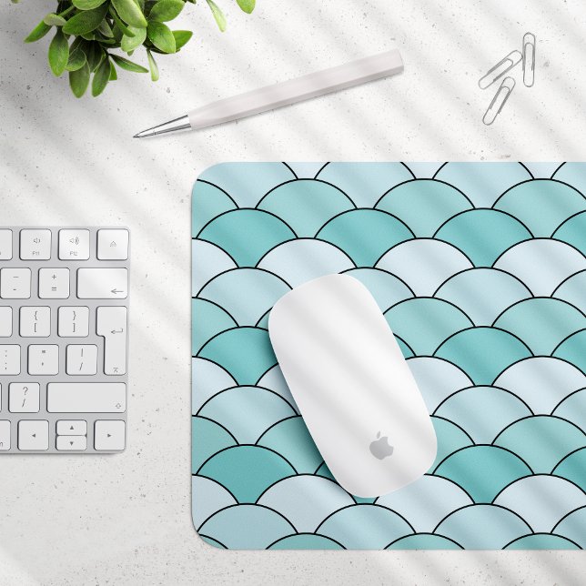 Dragon Scales, Fans, Waves, Seigaiha, Blue Mouse Mat (Creator Uploaded)